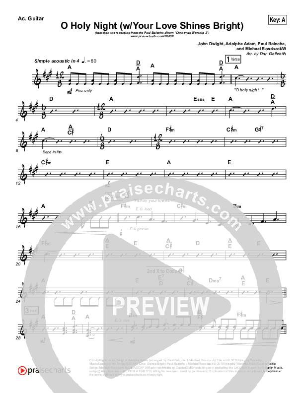 O Holy Night (Love Shines Bright) Rhythm Chart (Paul Baloche)