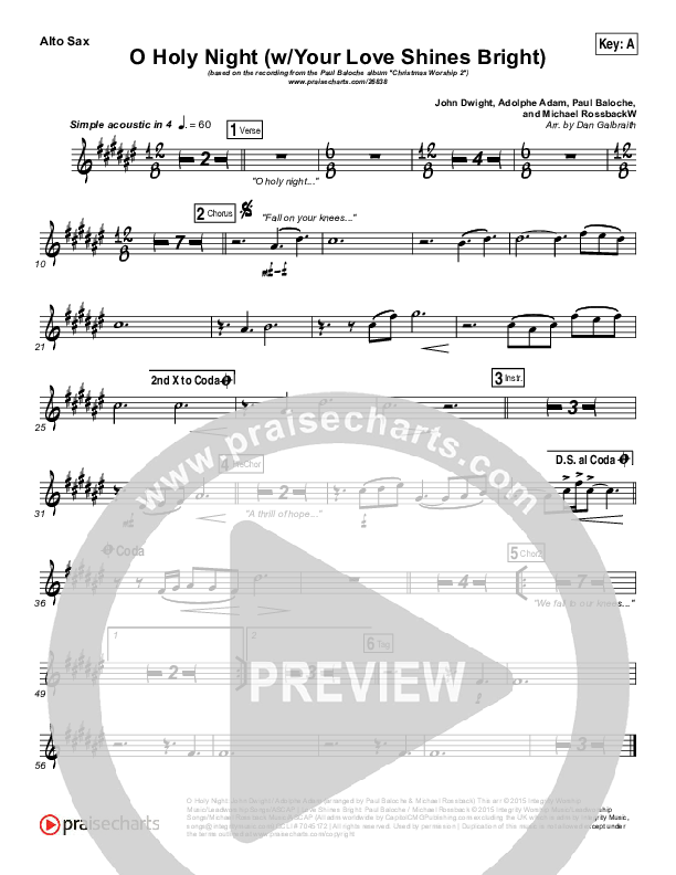 O Holy Night (Love Shines Bright) Alto Sax (Paul Baloche)