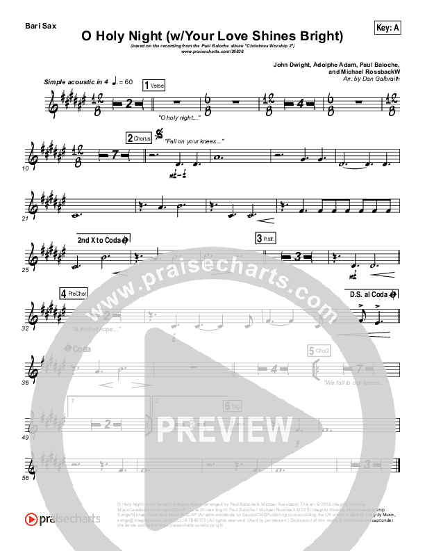 O Holy Night (Love Shines Bright) Bari Sax (Paul Baloche)