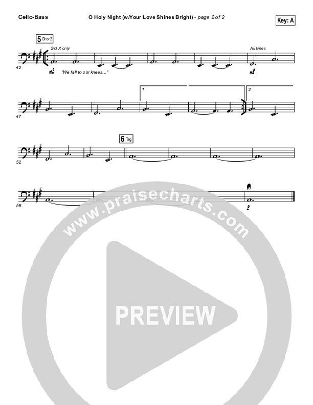 O Holy Night (Love Shines Bright) Cello/Bass (Paul Baloche)