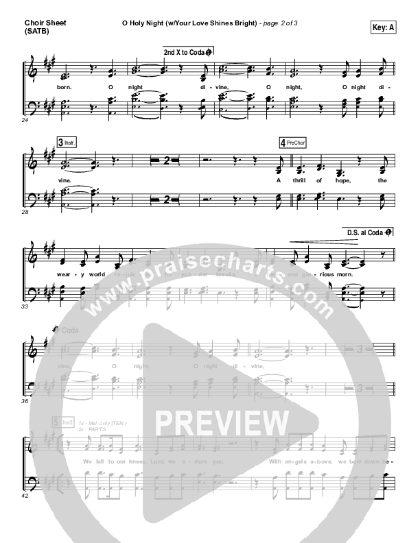 O Holy Night (Love Shines Bright) Choir Vocals (SATB) (Paul Baloche)