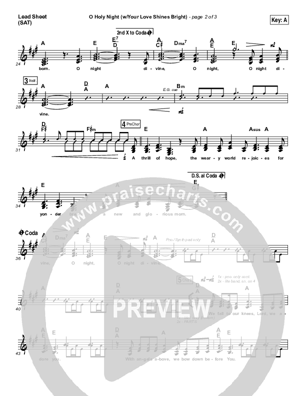 O Holy Night (Love Shines Bright) Lead Sheet (SAT) (Paul Baloche)