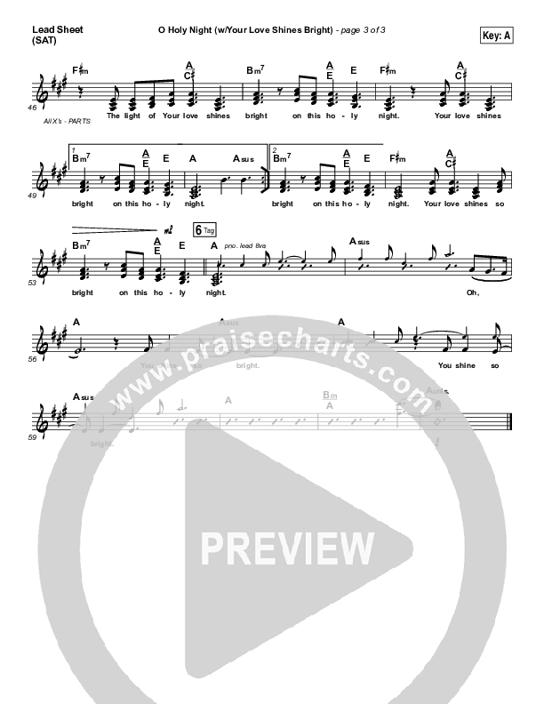 O Holy Night (Love Shines Bright) Lead Sheet (SAT) (Paul Baloche)