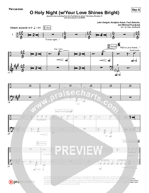 O Holy Night (Love Shines Bright) Percussion (Paul Baloche)