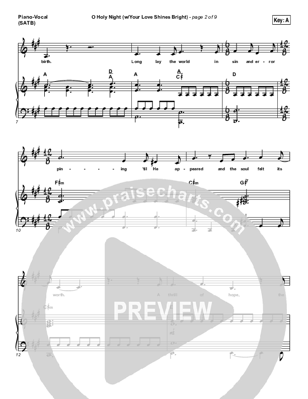 O Holy Night (Love Shines Bright) Piano/Vocal (SATB) (Paul Baloche)