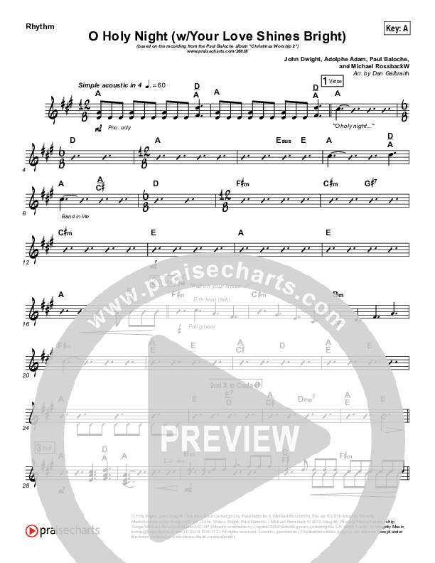 O Holy Night (Love Shines Bright) Rhythm Chart (Paul Baloche)