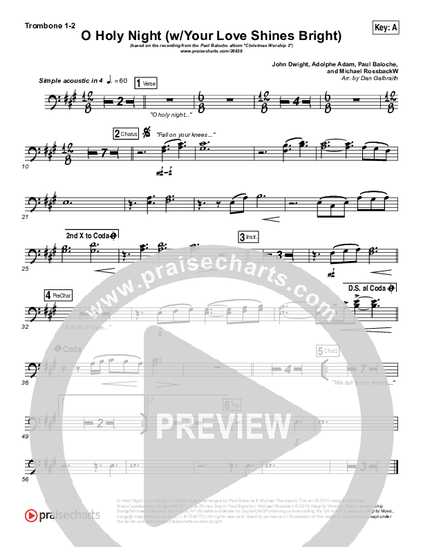 O Holy Night (Love Shines Bright) Trombone 1/2 (Paul Baloche)