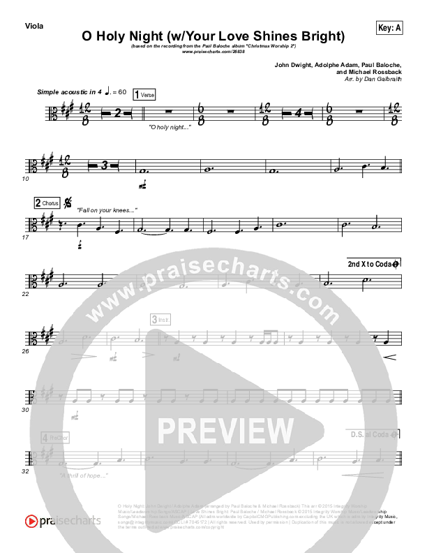 O Holy Night (Love Shines Bright) Viola (Paul Baloche)