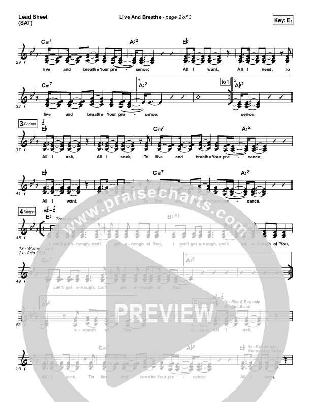 Live And Breathe Lead Sheet (SAT) (Mia Fieldes)