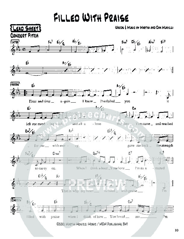 Filled With Praise Lead Sheet (Martha Munizzi)