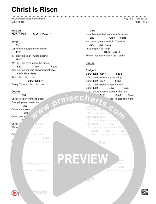 Christ Is Risen Chords & Lyrics (Mia Fieldes)