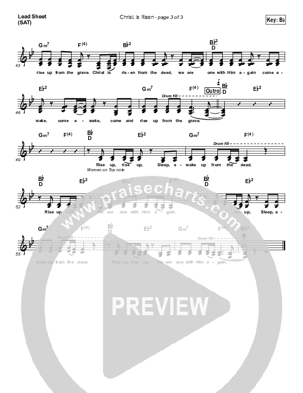 Christ Is Risen Lead Sheet (SAT) (Mia Fieldes)