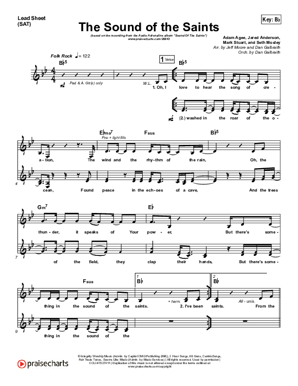 The Sound Of The Saints Lead Sheet (SAT) (Audio Adrenaline)
