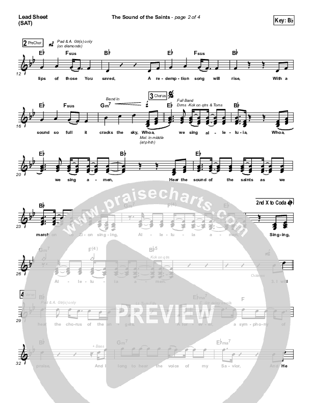 The Sound Of The Saints Lead Sheet (SAT) (Audio Adrenaline)