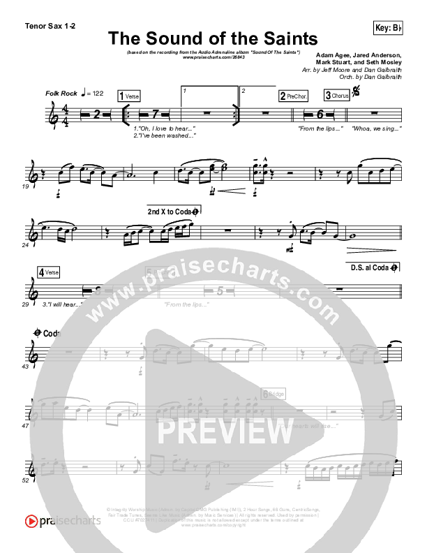 The Sound Of The Saints Tenor Sax 1/2 (Audio Adrenaline)