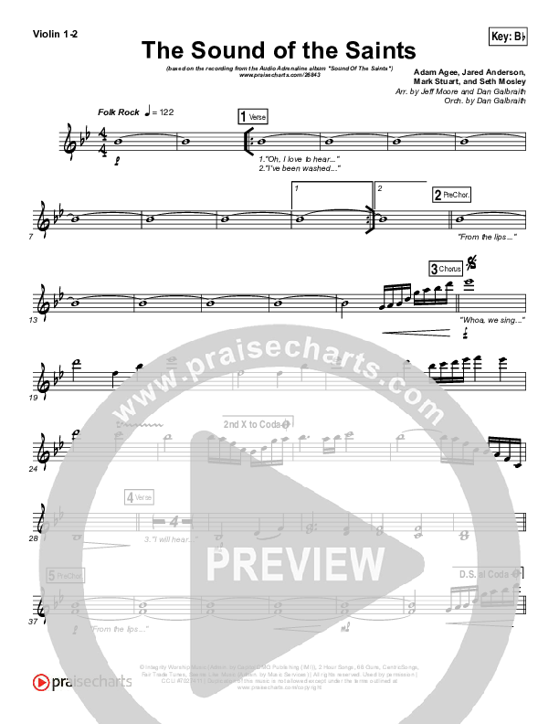 The Sound Of The Saints Violin 1/2 (Audio Adrenaline)