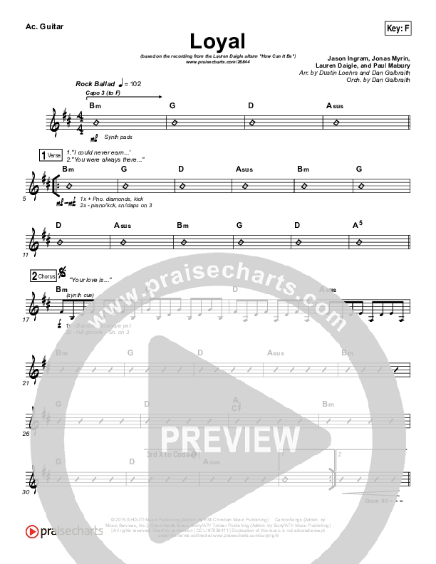 Loyal Rhythm Chart (Lauren Daigle)