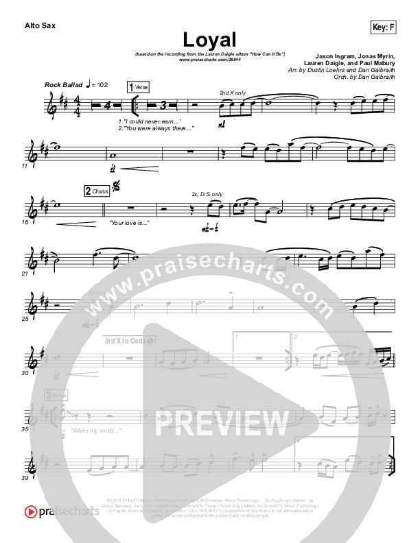 Loyal Alto Sax (Lauren Daigle)
