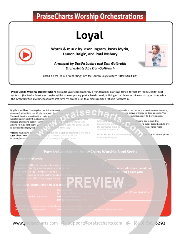 Loyal Cover Sheet (Lauren Daigle)