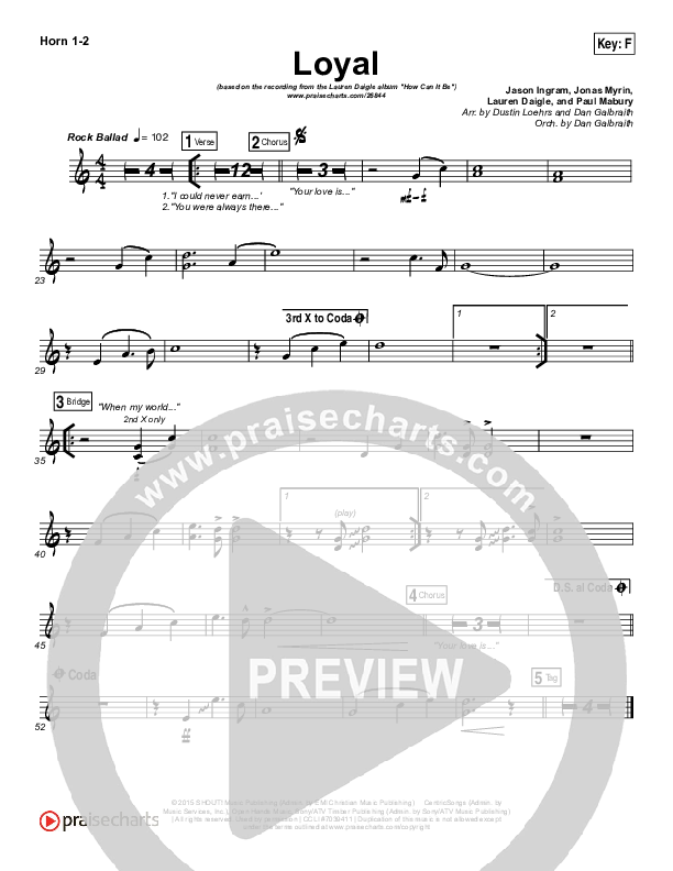 Loyal French Horn 1/2 (Lauren Daigle)