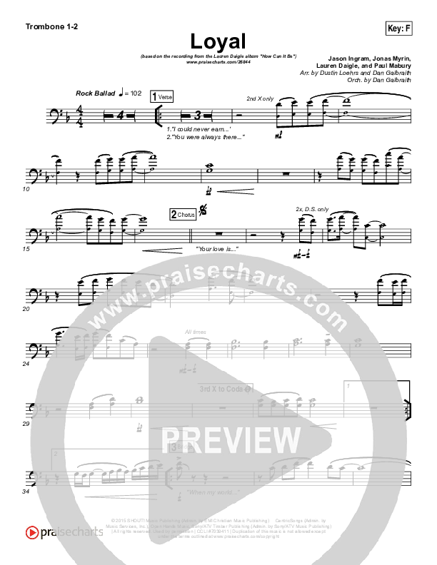 Loyal Trombone 1/2 (Lauren Daigle)