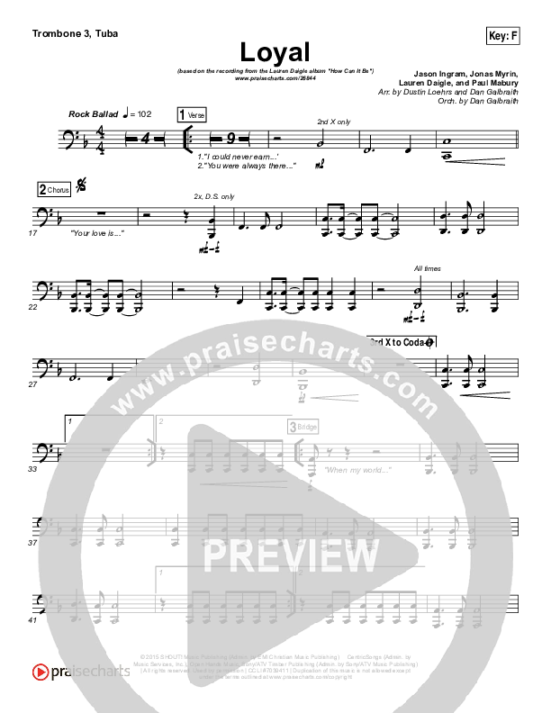 Loyal Trombone 3/Tuba (Lauren Daigle)