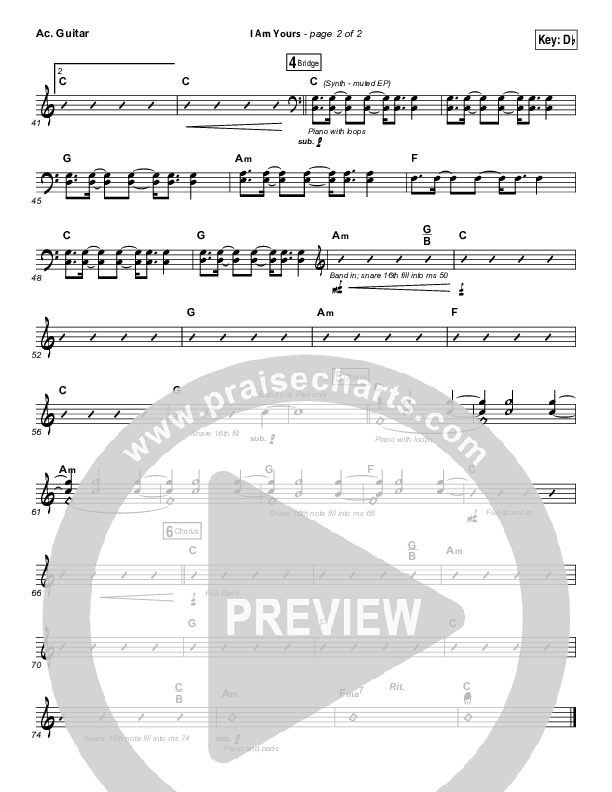 I Am Yours Acoustic Guitar (Lauren Daigle)