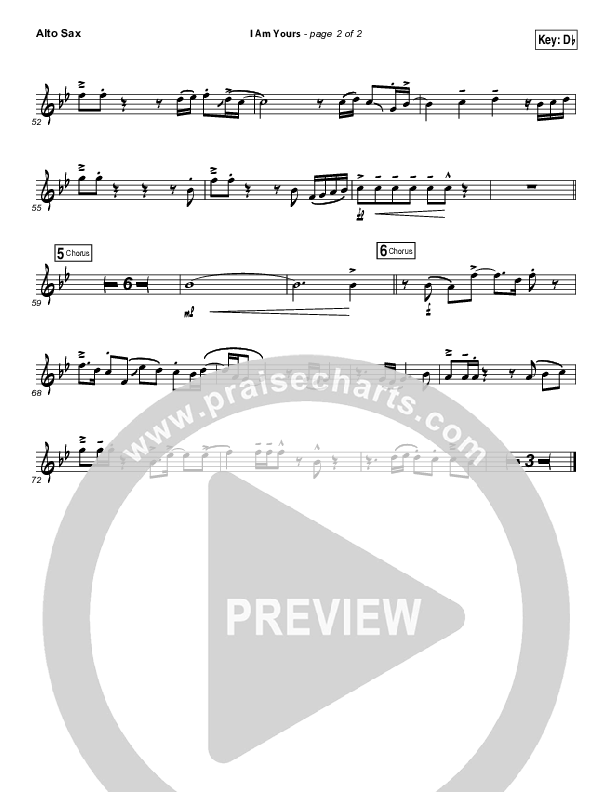 I Am Yours Alto Sax (Lauren Daigle)