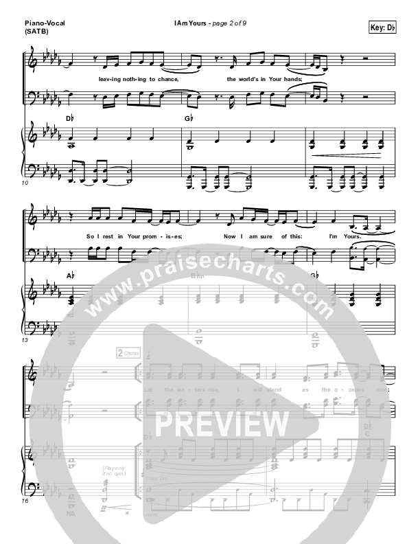 I Am Yours Piano/Vocal Pack (Lauren Daigle)