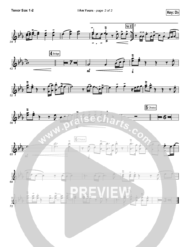 I Am Yours Tenor Sax 1/2 (Lauren Daigle)