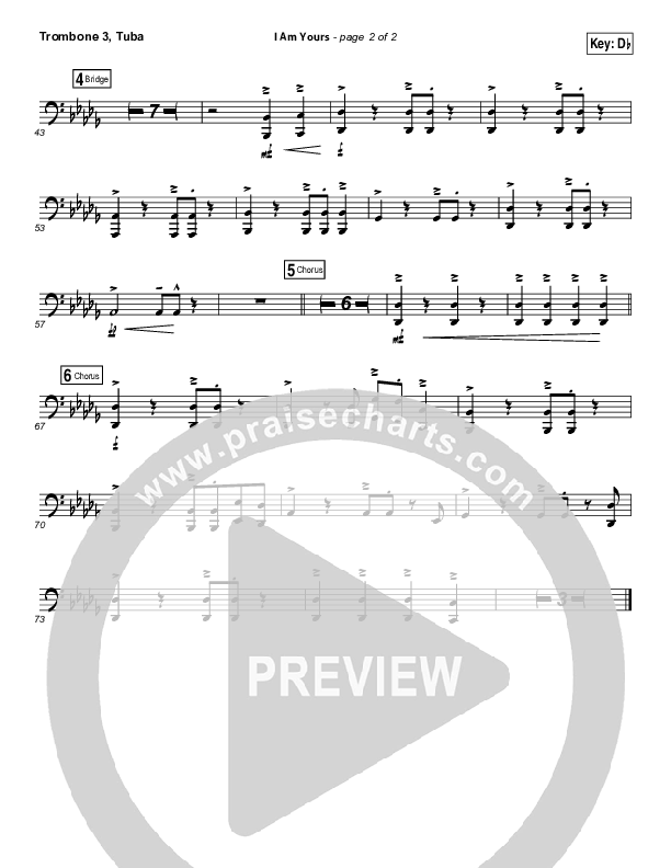 I Am Yours Trombone 3/Tuba (Lauren Daigle)