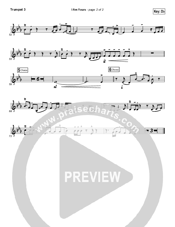 I Am Yours Trumpet 3 (Lauren Daigle)