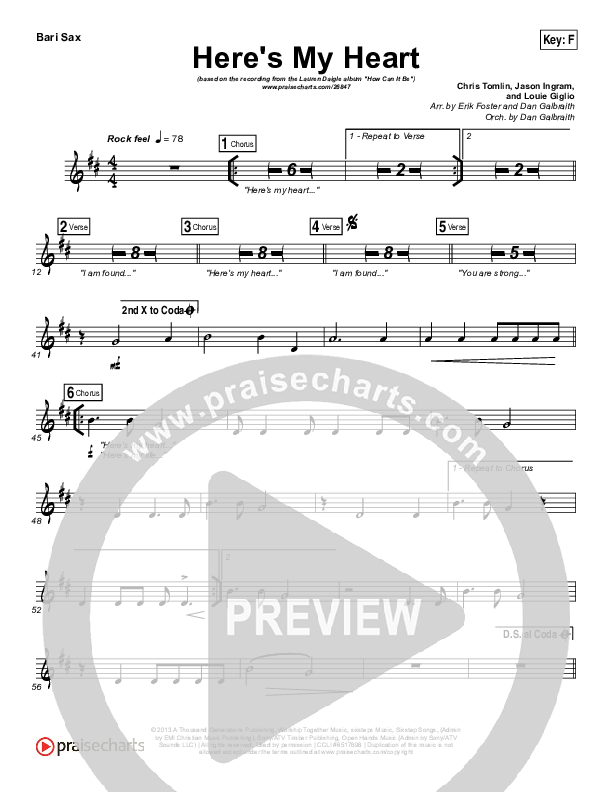 Here's My Heart Bari Sax (Lauren Daigle)