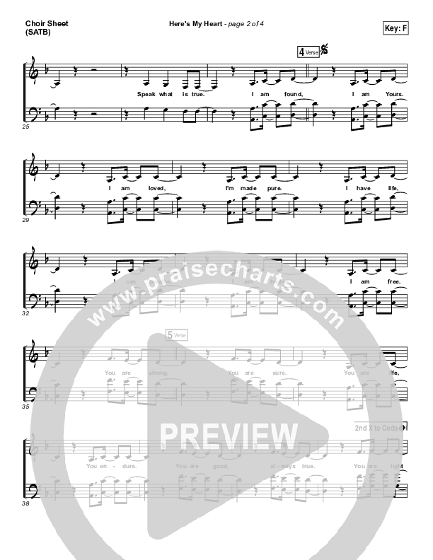 Here's My Heart Choir Sheet (SATB) (Lauren Daigle)