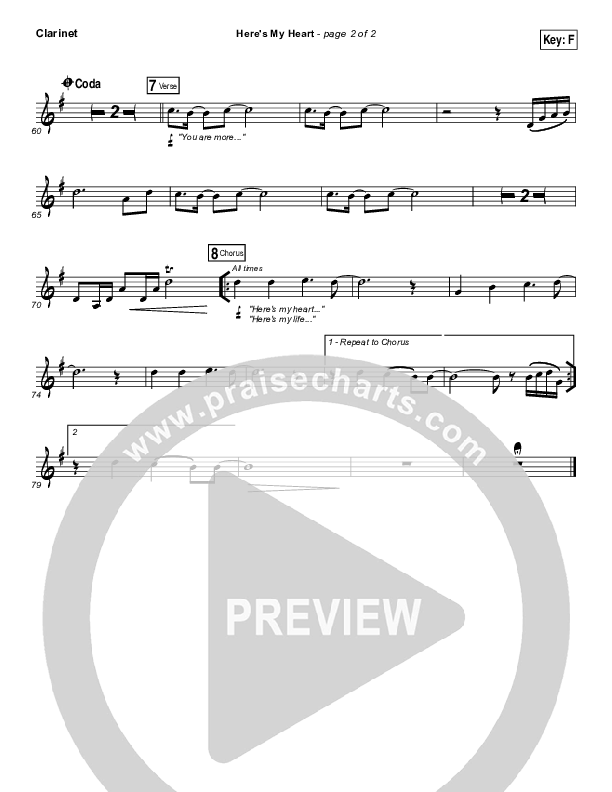 Here's My Heart Clarinet (Lauren Daigle)