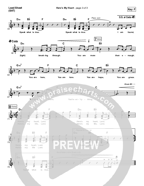 Here's My Heart Lead Sheet (SAT) (Lauren Daigle)