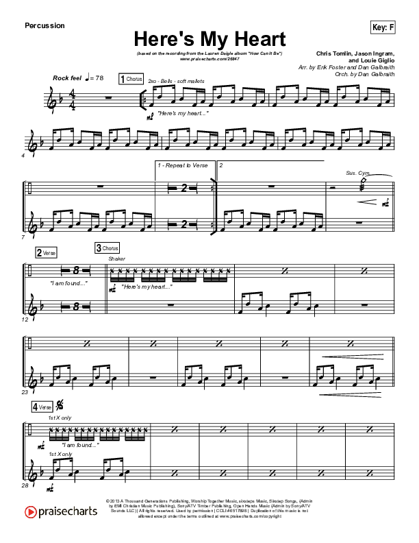 Here's My Heart Percussion (Lauren Daigle)