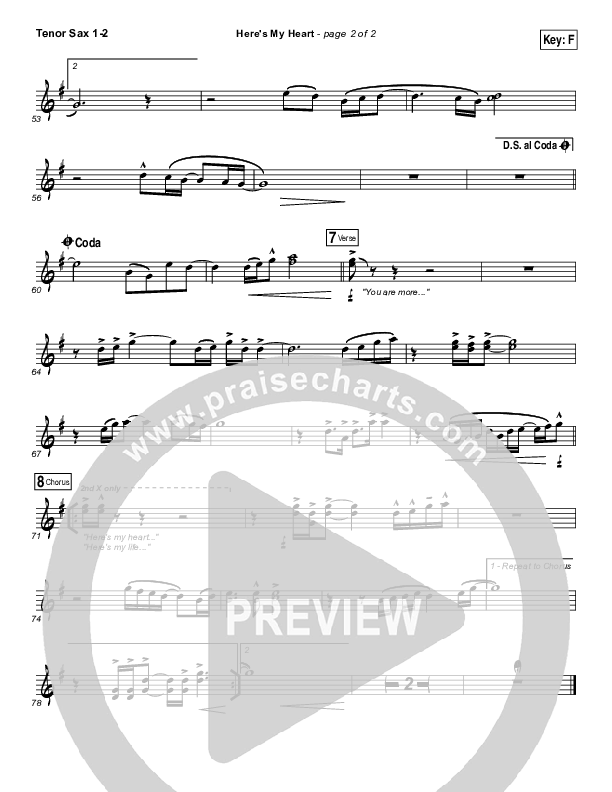 Here's My Heart Tenor Sax 1/2 (Lauren Daigle)