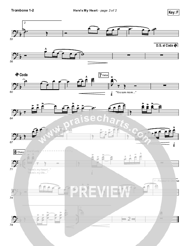 Here's My Heart Trombone 1/2 (Lauren Daigle)