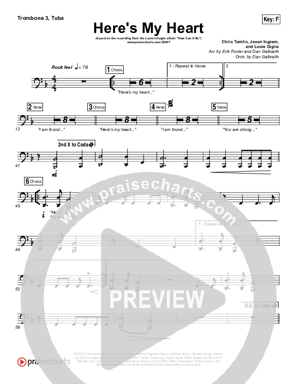 Here's My Heart Trombone 3/Tuba (Lauren Daigle)