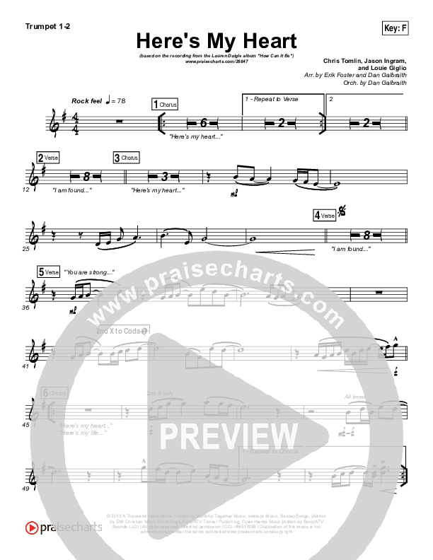 Here's My Heart Brass Pack (Lauren Daigle)