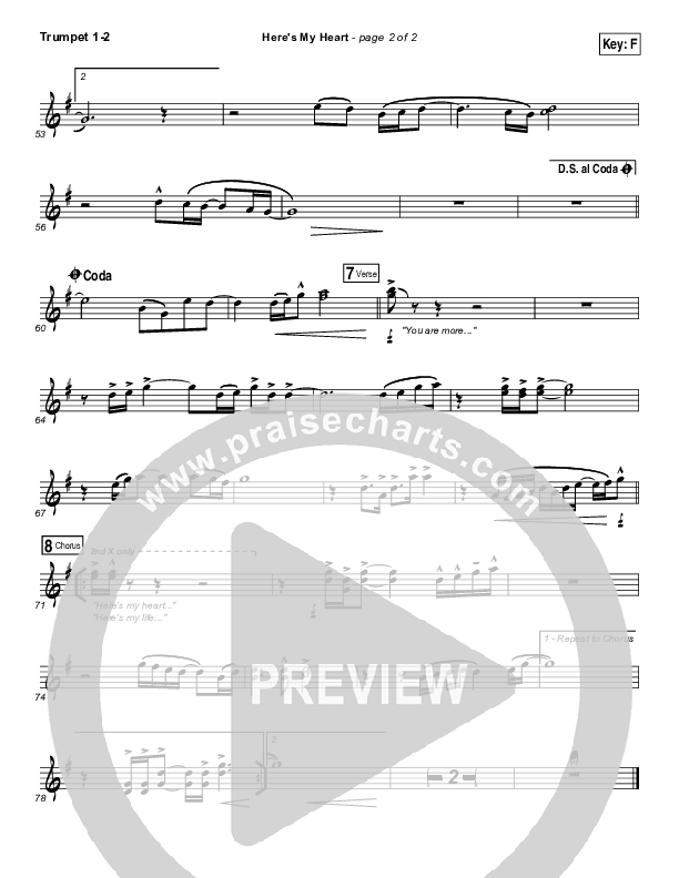 Here's My Heart Trumpet 1,2 (Lauren Daigle)