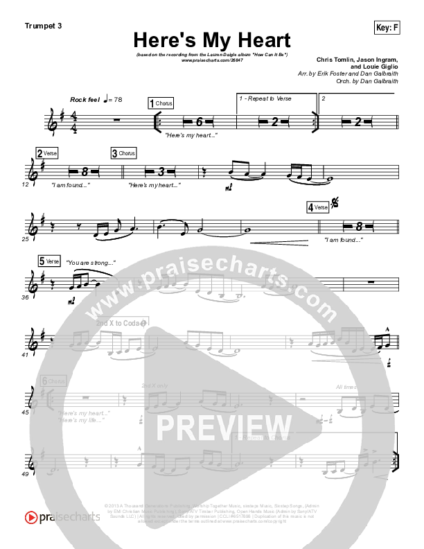 Here's My Heart Trumpet 3 (Lauren Daigle)