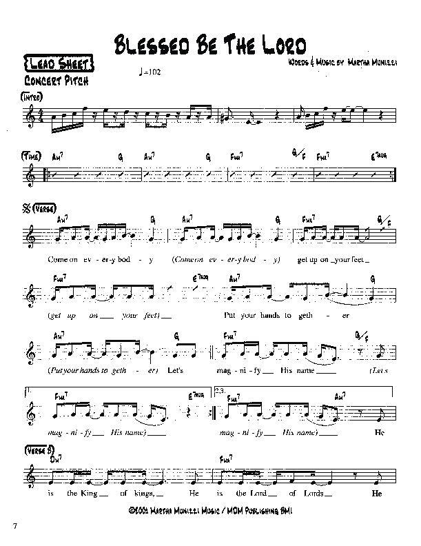 Blessed Be The Lord Lead Sheet (Martha Munizzi)