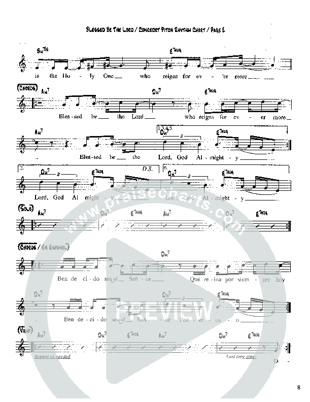 Blessed Be The Lord Lead Sheet (Martha Munizzi)