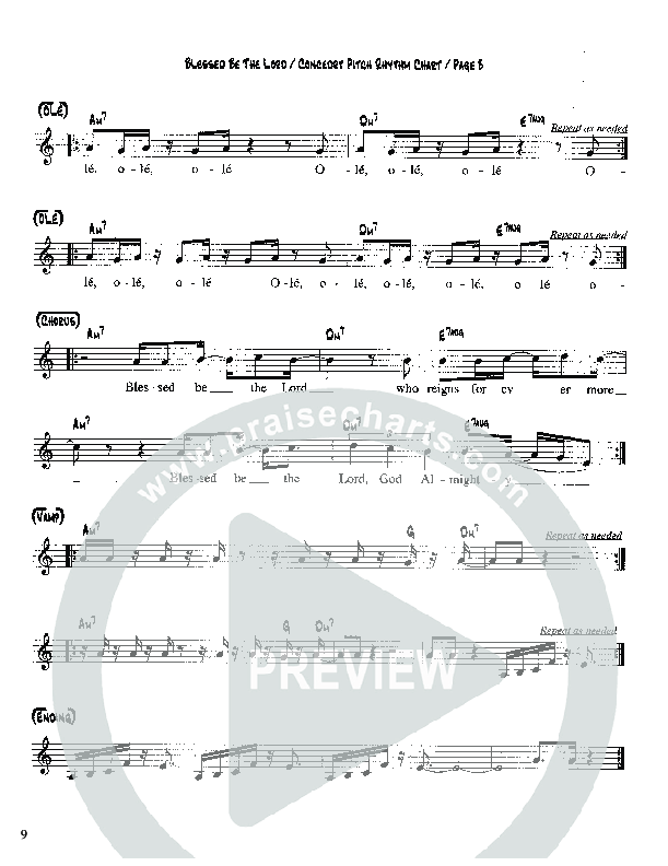 Blessed Be The Lord Lead Sheet (Martha Munizzi)