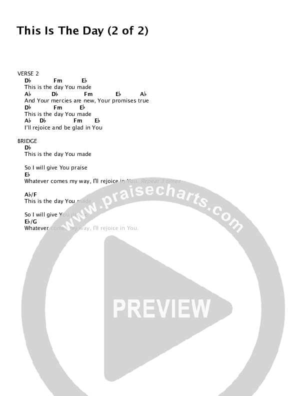This Is The Day Chord Chart (Planetshakers)