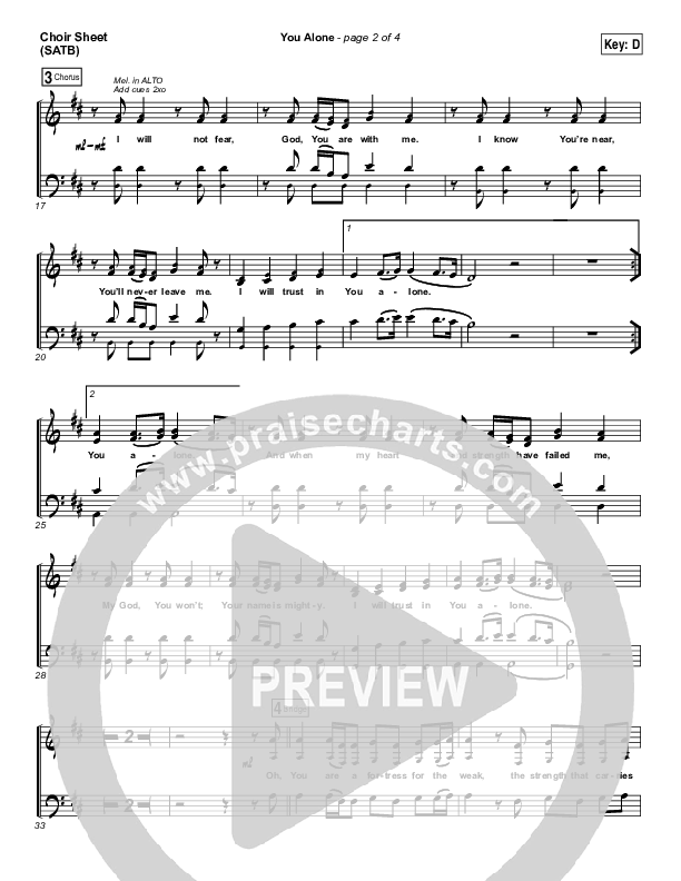 You Alone Choir Sheet (SATB) (Lauren Daigle / North Point Worship)
