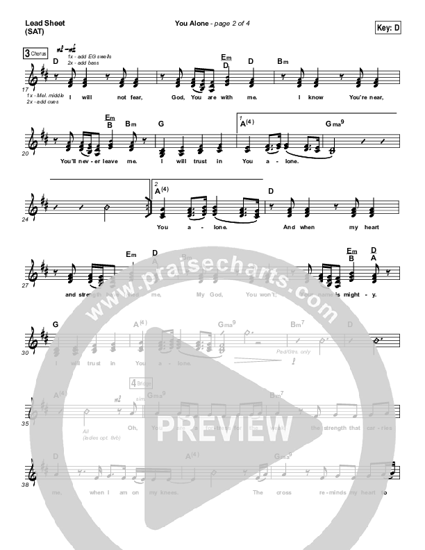You Alone Lead Sheet (SAT) (Lauren Daigle / North Point Worship)