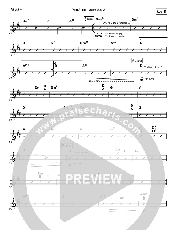 You Alone Rhythm Chart (Lauren Daigle / North Point Worship)